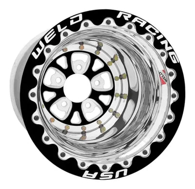 Weld V-series 15x13 / 5X4.75 BP / 3in. BS Black 3 Piece Wheel - Black Single Beadlock MT