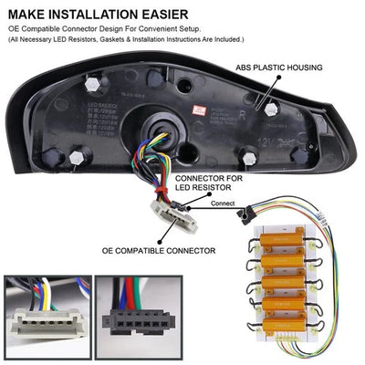 PORSCHE BOXSTER 986FULL LED T.L FULL BLK HOUSING CLR LENS WHITE LT BAR