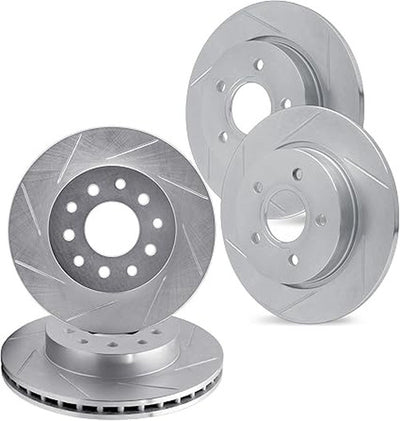 R1 Concepts Brake Rotor- Slotted - Silver Fits Audi A4