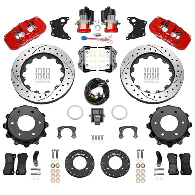 WilWood AERO4 Rear EPB Kit 14.00 Drilled Red 1971-1991 GM Blazer 4x4 2.46 Offset 140-18163-DR