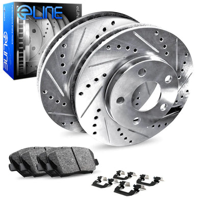 R1 E- Line Series Brake Rotor - D/S - Silver w/ Ceramic Pads Hdw Fits Chrysler 300