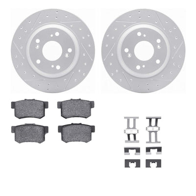 DFC 00-09 Honda S2000 Rear Drilled & Slotted Geoperformance Rotors 5000 Advanced Pads w/Hardware