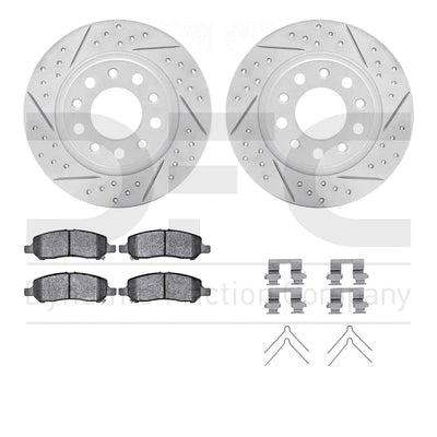 DFC 13-16 Dodge Dart Rear Drilled & Slotted Geoperformance Rotors 5000 Advanced Pads w/Hardware