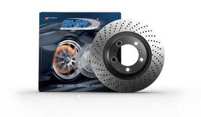 SHW 20-21 Porsche Carrera 4S 3.0L Left Rear Cross-Drilled Monobloc Brake Rotor (992615601A)