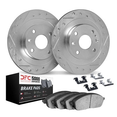 DFC 82-88 Nissan Maxima Rear Drill/Slot Silver Rotors 4000 HybriDynamic Brake Pads w/Hardware