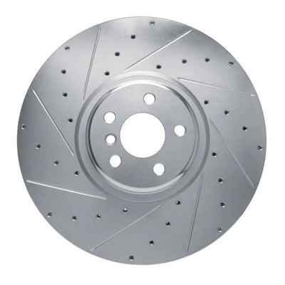 R1 17-25 BMW X6 Left Front Drilled & Slotted Silver Brake Rotor