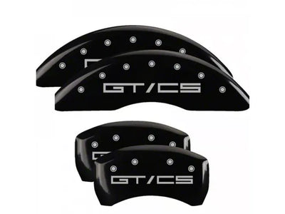 SET OF 4 CALIPER COVERS ENGRAVED FRONT/REAR GT/CS SILVER CHARACTERS BLACK POWD