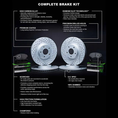 R1 Concepts Brake Rotor- Carbon Coated - D/S Fits Lexus GS350