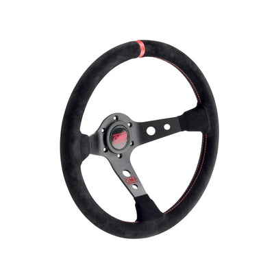 OMP Corsica Steering Wheel - Black Suede/Red