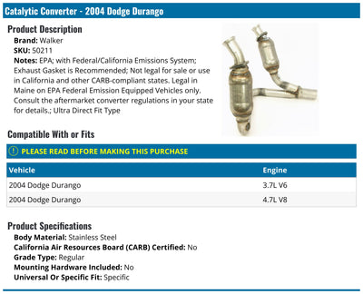 Walker Exhaust auto part