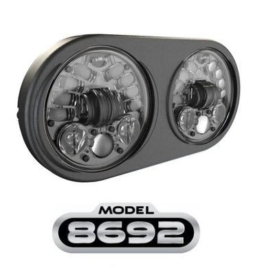 J.W. Speaker 12-24V ECE LED RHT Fired Rated High Low Beam Headlight with DRL Black Inner Bezel - Single Light 0559951