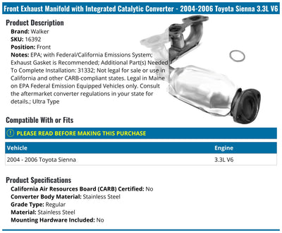 Walker Exhaust auto part