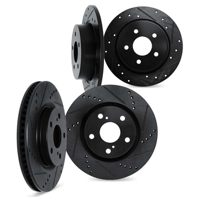 R1 17-19 Honda CR-V Front & Rear Drill/Slot Carbon Coated Rotor Set w/Optimum Pads