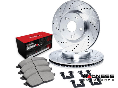 R1 Concepts 17-25 Alfa Romeo Giulia Slotted Black Disc Brake Rotor Set - Front