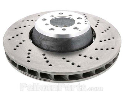SHW 06-10 BMW M5 5.0L Right Front Cross-Drilled Lightweight Brake Rotor (34112282806)