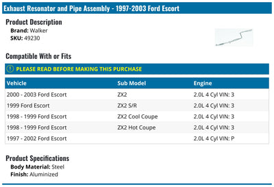 Walker Exhaust auto part