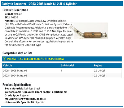 Walker Exhaust auto part