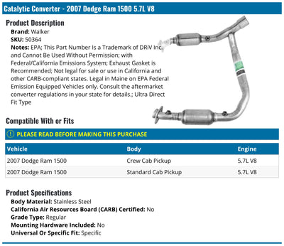 Walker Exhaust auto part