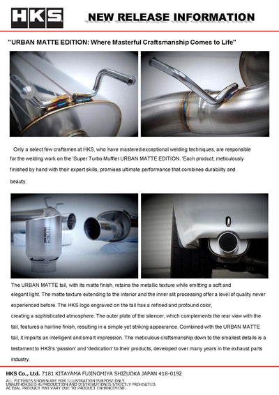 HKS 99-02 Nissan Skyline GT-R GF-BNR34 RB26DETT URBAN MATTE Edition Super Turbo Muffler