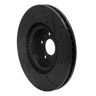 R1 12-18 Audi A7 Quattro Front Left Drilled & Slotted Black Brake Rotor