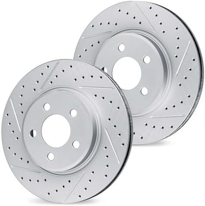 R1 07-23 Lexus LS460 Front Drilled & Slotted Carbon Coated Brake Rotor Set