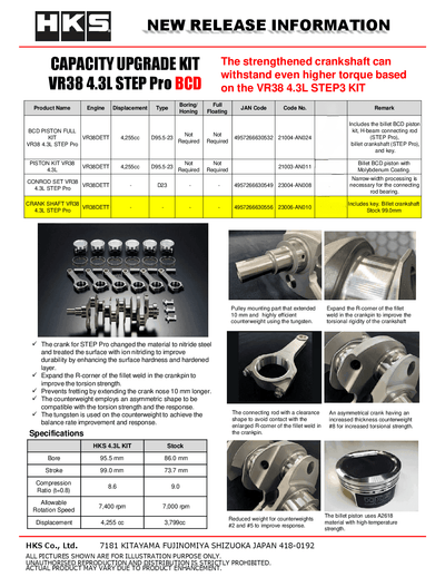 HKS Crank Shaft VR38 4.3L STEP Pro