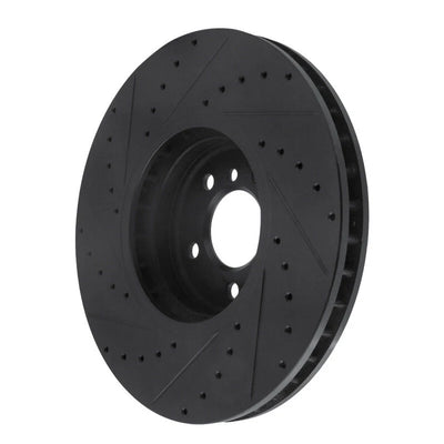 R1 08-19 BMW X5 Front Right Drilled & Slotted Black Brake Rotor