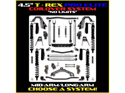 Rock Krawler 3.5 Inch T-Rex No Limits Pro Elite Hybrid Coil Over System w/ Fast CD Adjusters Lift Kit with Shocks JL35TX2NLP-2CS2