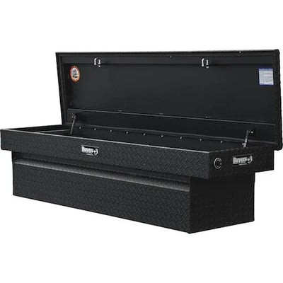 18X20X71 INCH TEXTURED MATTE BLACK DIAMOND TREAD ALUMINUM CROSSOVER TRUCK TOOL BOX
