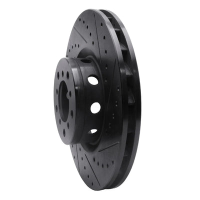 R1 00-03 BMW M5 Left Front Drilled & Slotted Black Brake Rotor