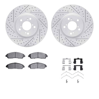 DFC 07-15 Acura MDX Front Drilled & Slotted Geoperformance Rotors 5000 Advanced Pads w/Hardware