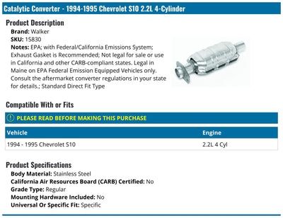 Walker Exhaust auto part