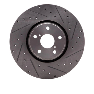 R1 07-11 Lexus GS350 Right Front Drilled & Slotted Black Brake Rotor