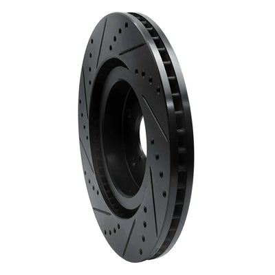 R1 -24 Subaru Forester Front Right Drilled & Slotted Black Brake Rotor
