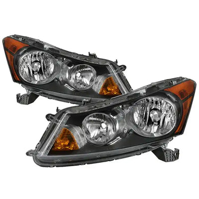 xTune 08-12 Honda Accord 4DR Amber Crystal Headlights - Black (HD-JH-HA08-4D-AM-BK)