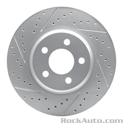 R1 03-14 Volvo XC90 Front Left Drilled & Slotted Silver Brake Rotor