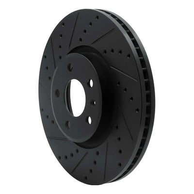 R1 2011-2017 Audi A4 Allroad Front Left Drilled & Slotted Black Brake Rotor
