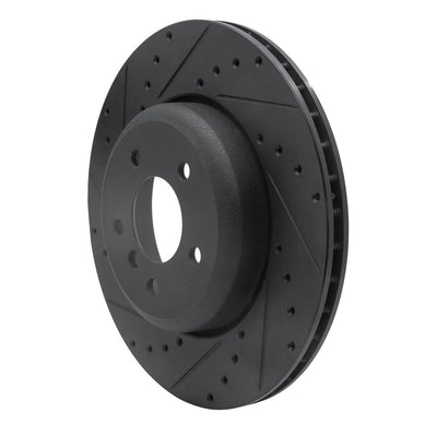 R1 04-10 BMW 535I Rear Left Drilled & Slotted Black Brake Rotor