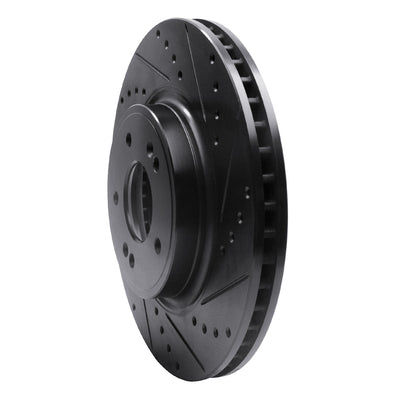 R1 18-23 Genesis G70 Front Right Drilled & Slotted Black Brake Rotor