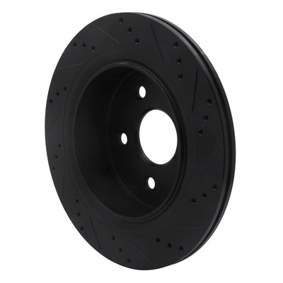 R1 02-24 Chrysler ASPEN Rear Left Drilled & Slotted Black Brake Rotor