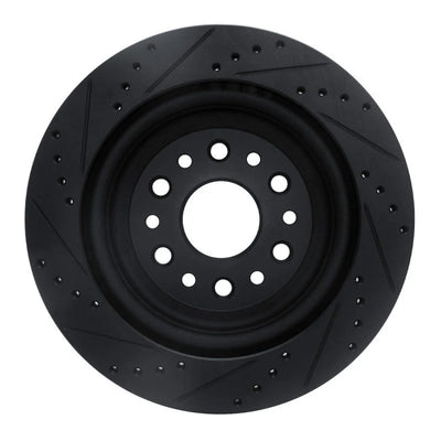 R1 19-25 Ram 1500 Rear Right Drilled & Slotted Black Brake Rotor