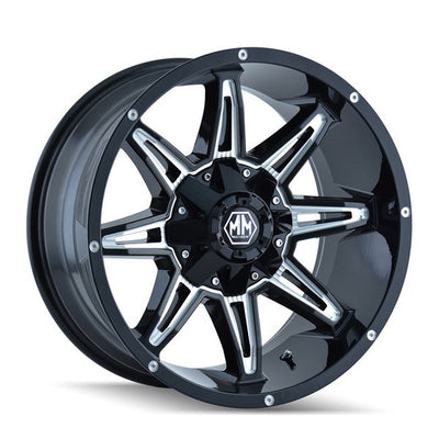 MAYHEM RAMPAGE 8090 GLOSS BLACK MILLED 17X9 8-170 -12MM 130.8MM