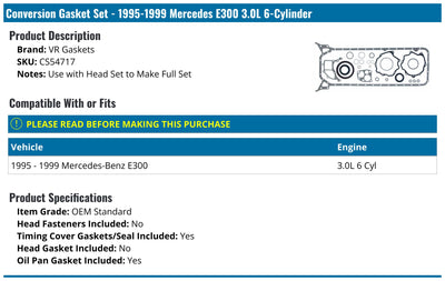MAHLE Original Mercedes-Benz E300 99-95 Conversion Set