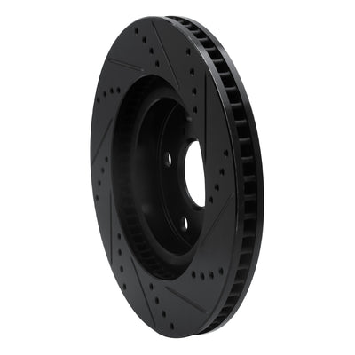R1 2021-2025 Hyundai Ioniq 6 Front Left Drilled & Slotted Black Brake Rotor