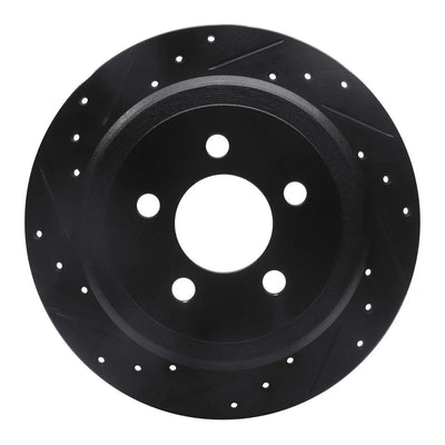 R1 87-95 Porsche 944 Except Turbo Front Left Drilled & Slotted Black Brake Rotor