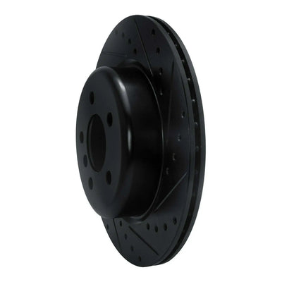 R1 11-16 BMW 535I Rear Right Drilled & Slotted Black Brake Rotor