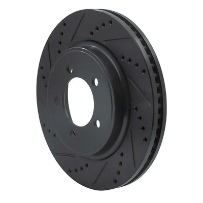 R1 06-10 Ford Explorer Front Left Drilled & Slotted Black Brake Rotor