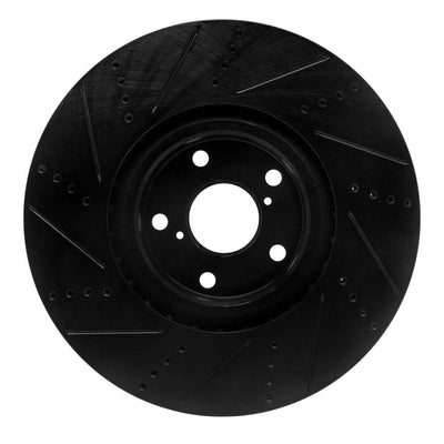 R1 11-20 Lexus Is350 Right Front Drilled & Slotted Black Brake Rotor
