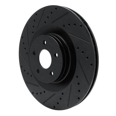 R1 16-18 Ford Focus Front Left Drilled & Slotted Black Brake Rotor