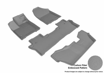 3D MAXpider 2016-2020 Honda Pilot 8-Passenger Kagu 1st & 2nd & 3rd Row Floormats - Gray